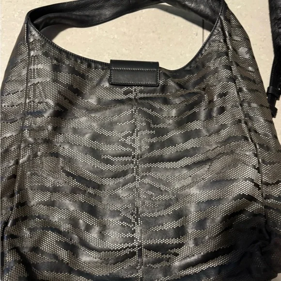 Roberto Cavalli Black Laser Cut Zebra Print Hobo Bag - Picture 3 of 8